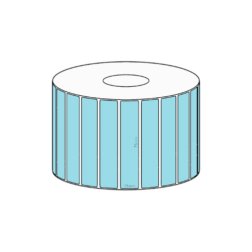 75x15mm Blue Direct Thermal Permanent Label, 2800 per roll, 38mm core