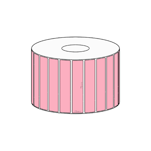 75x15mm Pink Direct Thermal Permanent Label, 2800 per roll, 38mm core
