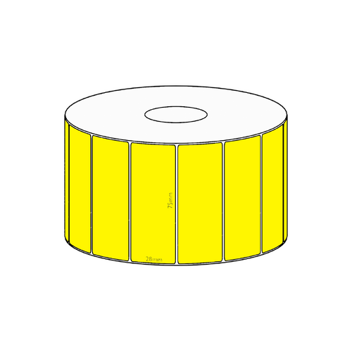 75x28mm Yellow Direct Thermal Permanent Label, 1600 per roll, 38mm core