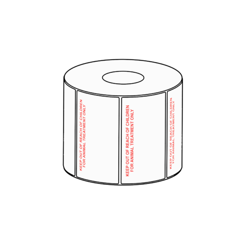 75 x 40mm Animal Treatment Only Label, 1000 per roll, 38mm core