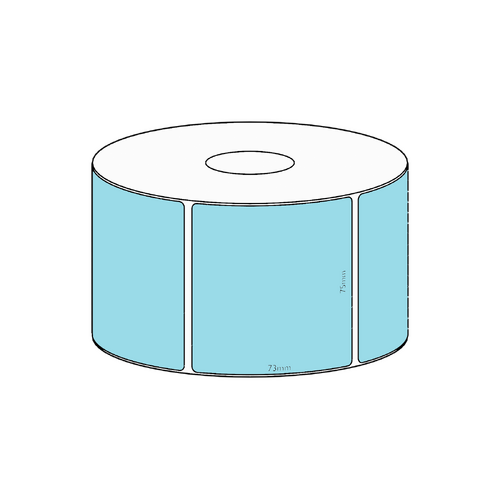 75x73mm Blue Direct Thermal Permanent Label, 650 per roll, 38mm core