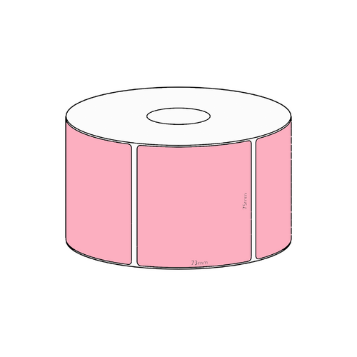 75x73mm Pink Direct Thermal Permanent Label, 650 per roll, 38mm core