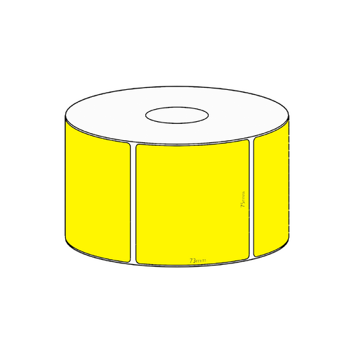 75x73mm Yellow Direct Thermal Permanent Label, 650 per roll, 38mm core