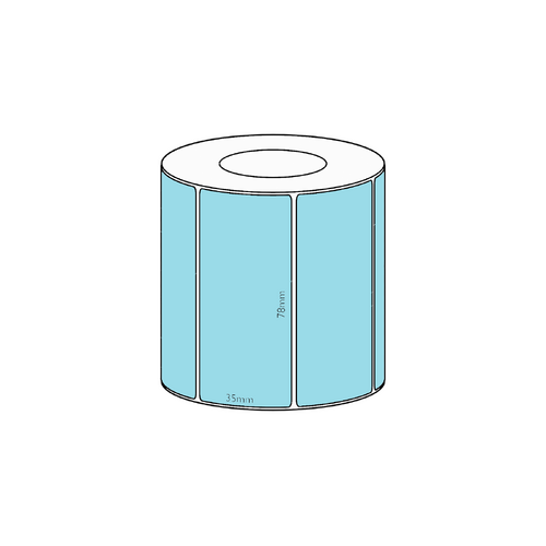 78x35mm Blue Direct Thermal Permanent Label, 1300 per roll, 38mm core