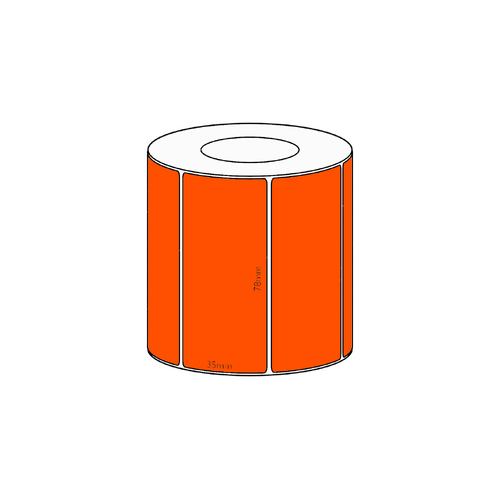 78x35mm Orange Direct Thermal Permanent Label, 1300 per roll, 38mm core