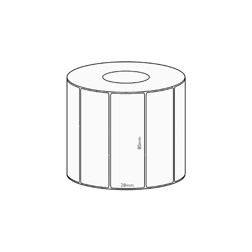 80x28mm Transfer Permanent Label, 1600 per roll, 38mm core