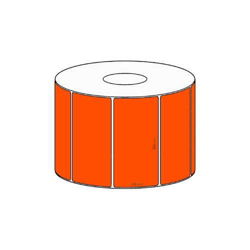 80x40mm Orange Direct Thermal Permanent Label, 1150 per roll, 38mm core