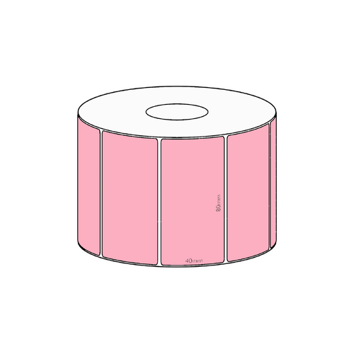 80x40mm Pink Direct Thermal Permanent Label, 1150 per roll, 38mm core