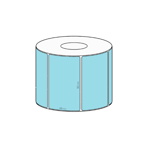 80x48mm Blue Direct Thermal Permanent Label, 1000 per roll, 38mm core