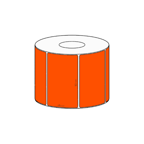 80x48mm Orange Direct Thermal Permanent Label, 1000 per roll, 38mm core
