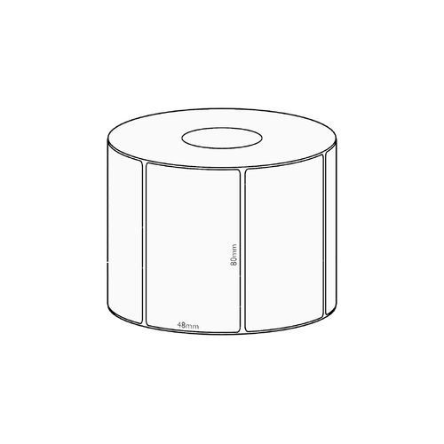 80x48mm Gloss Synthetic Permanent Label, 1000 per roll, 38mm core