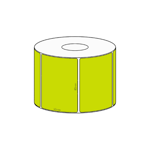 80x60mm Green Direct Thermal Permanent Label, 800 per roll, 38mm core