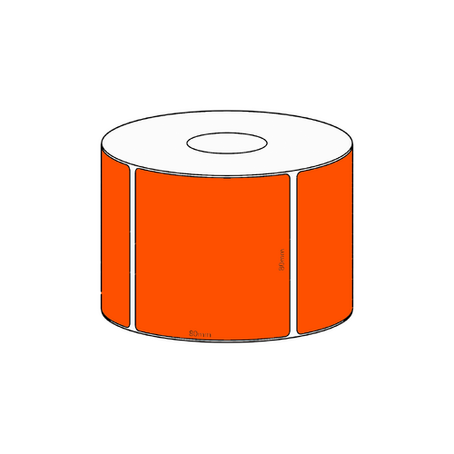 80x80mm Orange Direct Thermal Permanent Label, 600 per roll, 38mm core