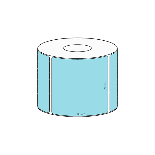80x85mm Blue Direct Thermal Permanent Label, 550 per roll, 38mm core