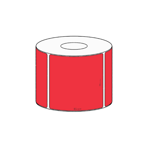 80x85mm Red Direct Thermal Permanent Label, 550 per roll, 38mm core