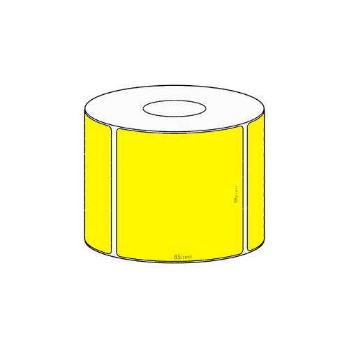 80x85mm Yellow Direct Thermal Permanent Label, 550 per roll, 38mm core