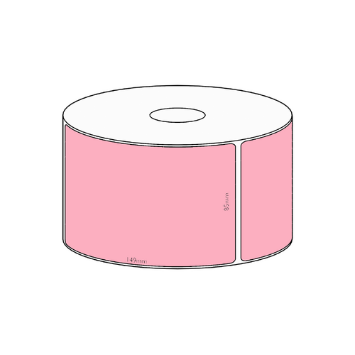 85x149mm Pink Direct Thermal Permanent Label, 350 per roll, 38mm core