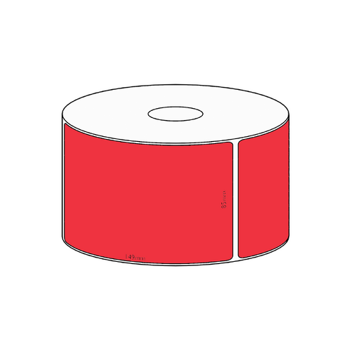 85x149mm Red Direct Thermal Permanent Label, 350 per roll, 38mm core