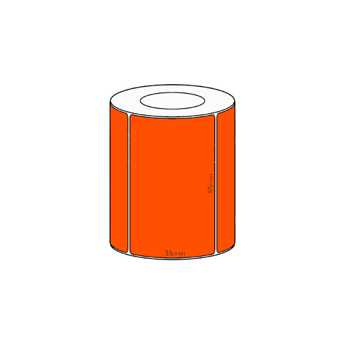85x55mm Orange Direct Thermal Permanent Label, 850 per roll, 38mm core