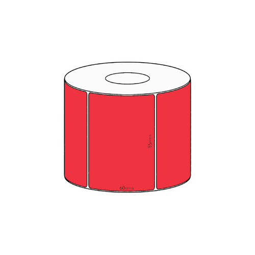 85x60mm Red Direct Thermal Permanent Label, 800 per roll, 38mm core