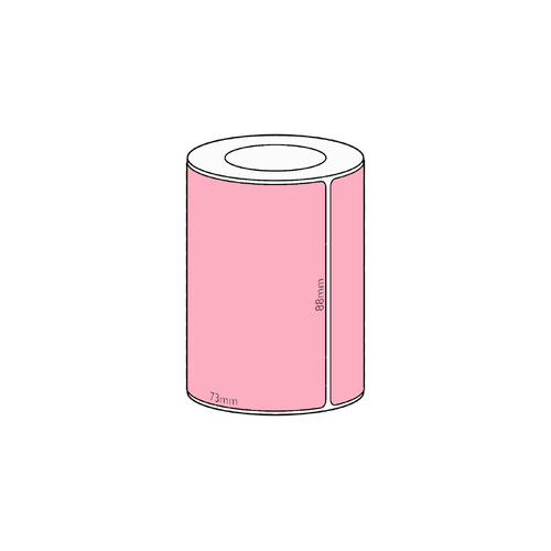 88x73mm Pink Direct Thermal Permanent Label, 650 per roll, 38mm core