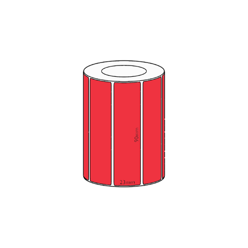 90x23mm Red Direct Thermal Permanent Label, 1900 per roll, 38mm core