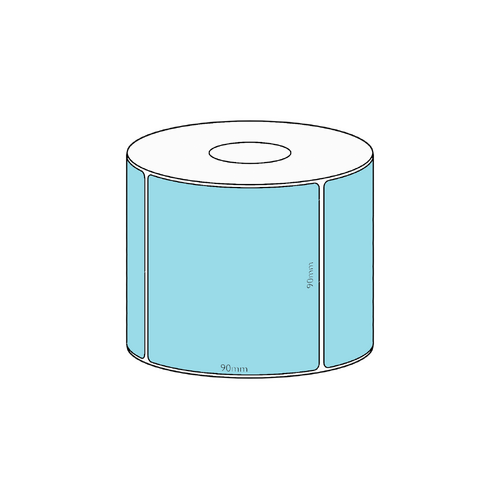 90x90mm Blue Direct Thermal Permanent Label, 550 per roll, 38mm core