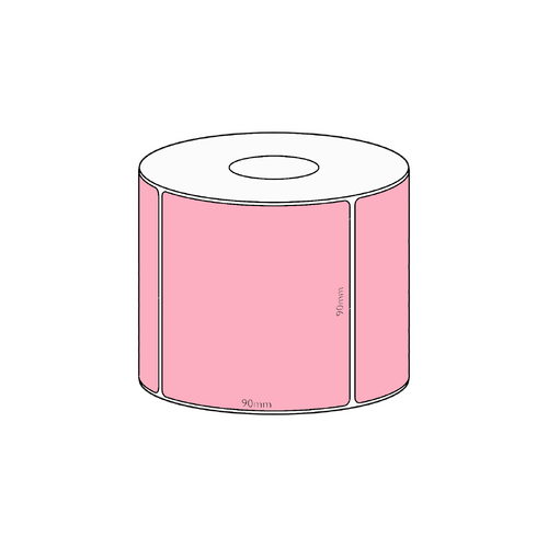 90x90mm Pink Direct Thermal Permanent Label, 550 per roll, 38mm core