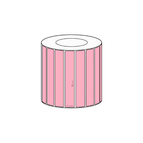 92x11mm Pink Direct Thermal Permanent Label, 3550 per roll, 38mm core