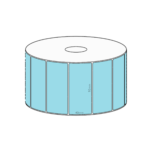 92x40mm Blue Direct Thermal Permanent Label, 1150 per roll, 38mm core
