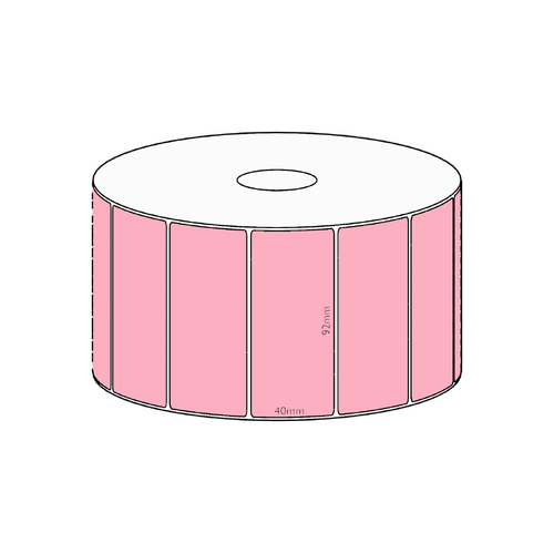 92x40mm Pink Direct Thermal Permanent Label, 1150 per roll, 38mm core