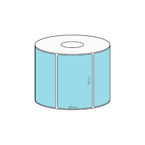 92x60mm Blue Direct Thermal Permanent Label, 800 per roll, 38mm core