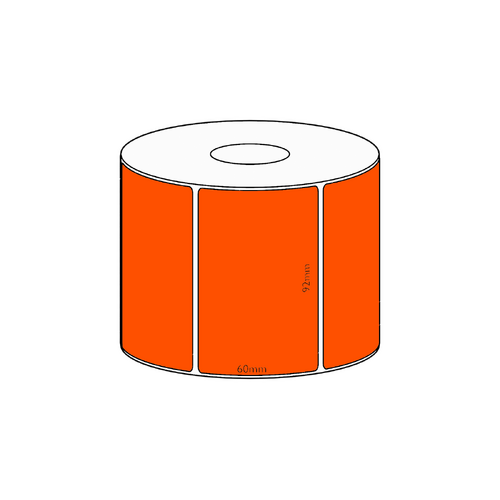 92x60mm Orange Direct Thermal Permanent Label, 800 per roll, 38mm core