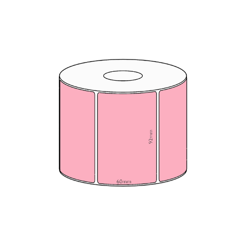92x60mm Pink Direct Thermal Permanent Label, 800 per roll, 38mm core