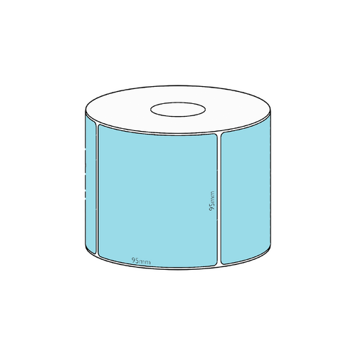 95x95mm Blue Direct Thermal Permanent Label, 500 per roll, 38mm core