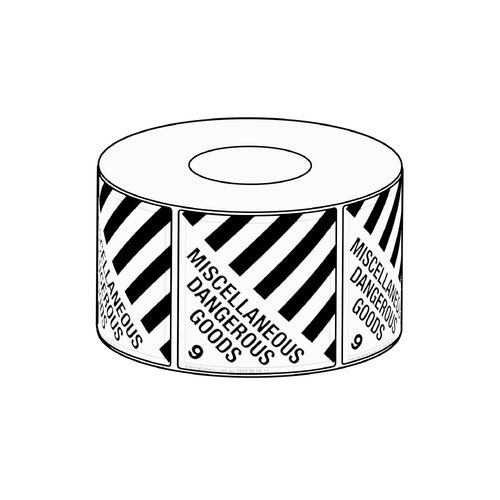 100x100mm Miscellaneous Dangerous Goods 9 Label, 500 per roll