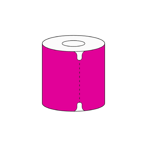 80x85mm Notched Pink Crate Tag for Coles, 1700 per roll, 76mm core