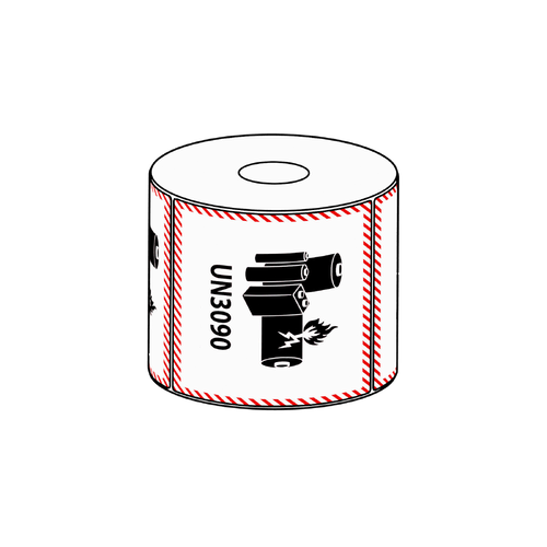 111x126mm Lithium Battery Mark UN3090 Label, 500 per roll (No Additional Information)