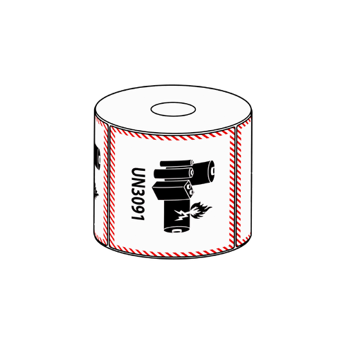 111x126mm Lithium Battery Mark UN3091 Label, 500 per roll (No Additional Information)