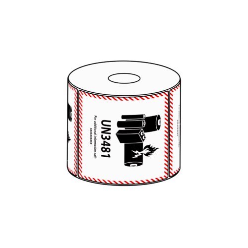 111x126mm Lithium Battery Mark UN3481 Label, 500 per roll