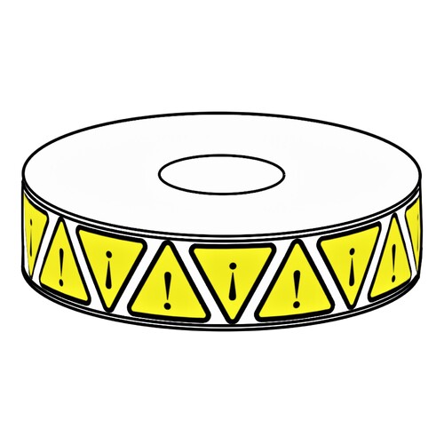 27mm Warning Triangle Label, 500 per roll