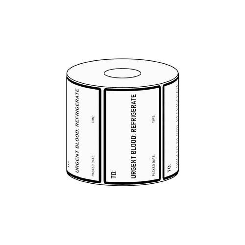 102x63mm Urgent Blood Refrigerate Label, 1000 per roll